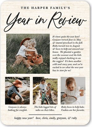 New Year's Cards: Rustic Review New Year's Card, Beige, 5X7, New Year, Standard Smooth Cardstock, Rounded