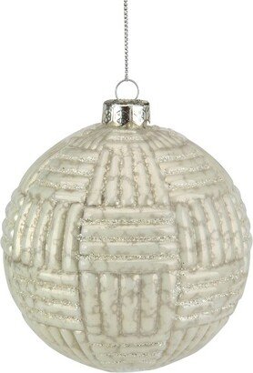 Northlight 4 Cloudy White Geometric Glass Ball Christmas Ornament