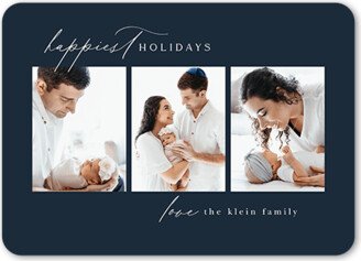 Holiday Cards: Simple Family Frames Holiday Card, Blue, 5X7, Holiday, Pearl Shimmer Cardstock, Rounded