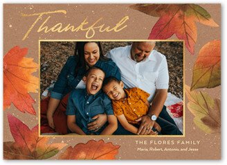 Thanksgiving Cards: Autumnal Leaves Fall Greeting, Beige, 5X7, Standard Smooth Cardstock, Square