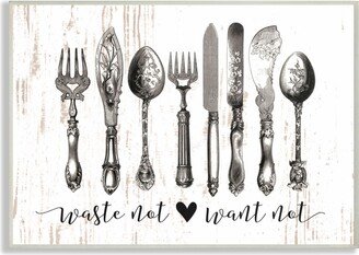 Waste Not Want Not Silverware Drawing Wall Plaque Art, 12.5 x 18.5