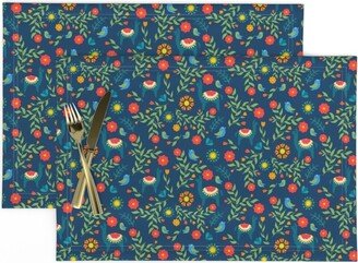 Botanical Alpaca Placemats | Set Of 2 - Modern Folk By Fergusoneamac Com Art Floral Cloth Spoonflower