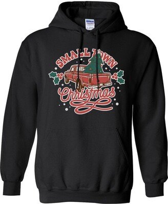 TeesAndTankYou Small Town Christmas Hoodie Sweatshirt Unisex Small Black