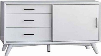 Wooden TV Console with 3 Drawers and 1 Rolling Door, White