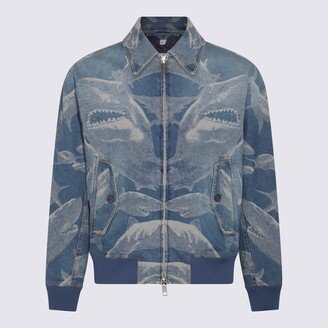 Light And Dark Blue Cotton Blend Denim Jacket