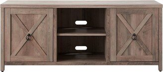 Henn& Hart 58 Modern Farmhouse Double Sliding Door Gray Oak Wood TV Stand - Henn&Hart