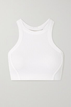 Ribbed High-neck Nulu Sports Bra - White