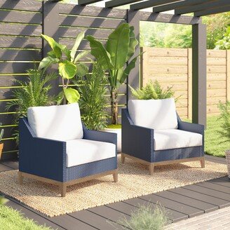 Set of 2 Outdoor Wicker Club Chairs