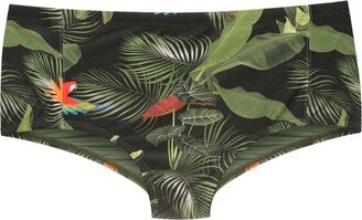 Leaf-Print Swimming Trunks