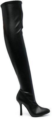 Blade thigh-high leather boots