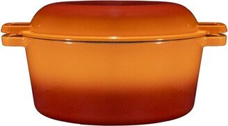 2-in-1 Orange Enamel Cast Iron Dutch Oven & Skillet Set, 5 Quart| All-in-One Cookware for Induction, Electric, Gas, Stovetop & Oven