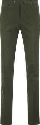 Slim Fit Classic Trousers In Green Gabardine