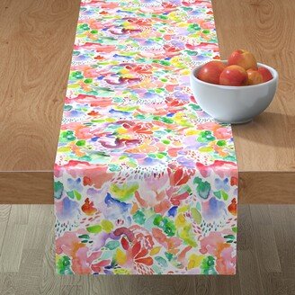 Table Runners: Happy Abstract Watercolor Table Runner, 90X16, Multicolor