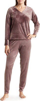 Velour V-Neck Pullover & Joggers Set