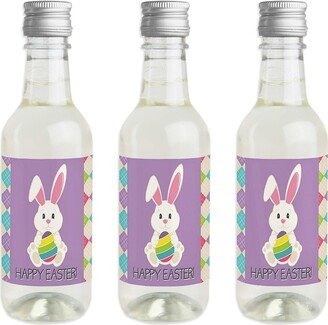 Big Dot Of Happiness Hippity Hoppity - Mini Wine Bottle Label Stickers Easter Party Favor Gift 16 Ct