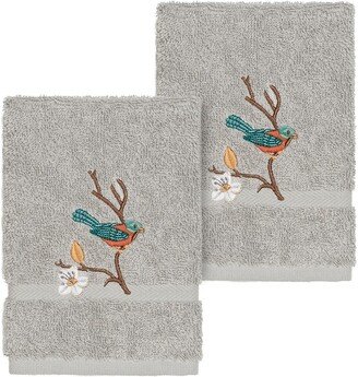 Spring Time Embellished Washcloth - Set of 2 - Light Grey