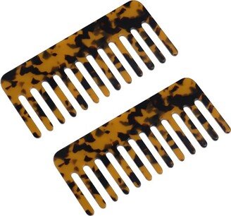 Unique Bargains Anti-Static Hair Comb Wide Tooth for Thick Curly Hair Hair Care Detangling Comb For Wet and Dry Dark 2.5mm Thick Brown 2 Pcs