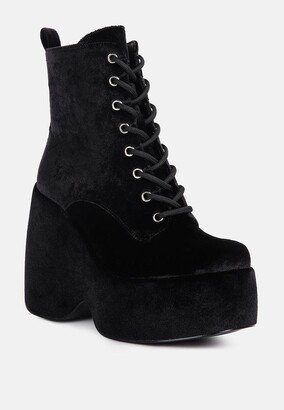 Rag & Co Ashcan Womens High Platform Velvet Ankle Boots