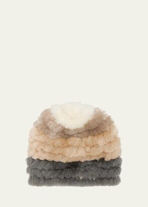 Multi-Striped Knit Shearling Beanie