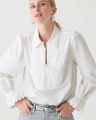 Scalloped popover top in cotton poplin