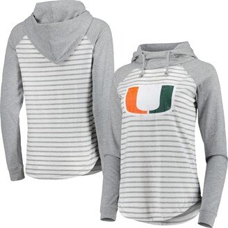 Women's Heathered Gray, White Miami Hurricanes Gloria Raglan Long Sleeve Hoodie T-shirt - Heathered Gray, White