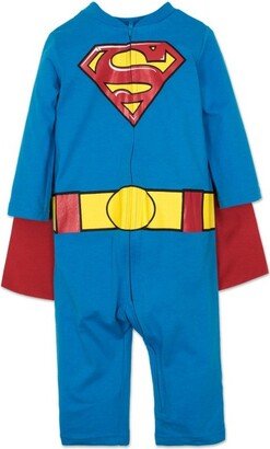 Justice League Superman Infant Baby Boys Zip Up Cosplay Costume Coverall and Cape Infant 12-24M 18 Months