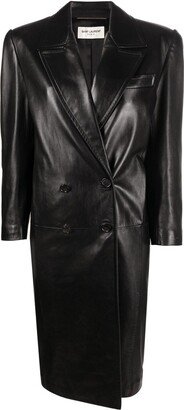 Double-Breasted Leather Coat-AA