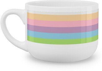 Mugs: Multi Colored Stripes - Pastel Latte Mug, White, 25Oz, Multicolor