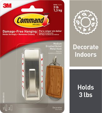 Command Medium Modern Hook Brushed Nickel