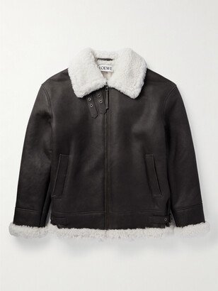 Oversized Shearling-Lined Leather Jacket