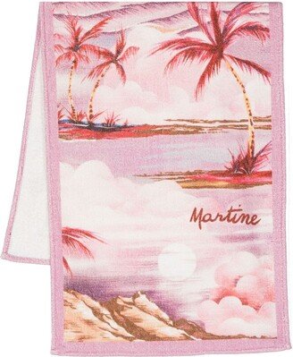 Palm Tree-Print Towel Scarf