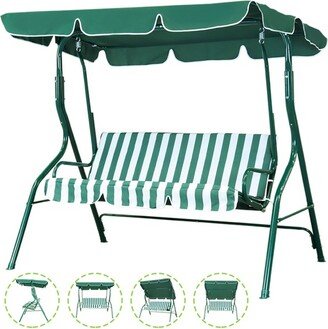 SUGIFT 3-Person Porch Swing with Cushion and Adjustable Tilt Canopy in Green