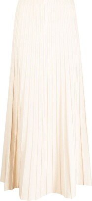 High-Waisted Pleated Midi Skirt-AA