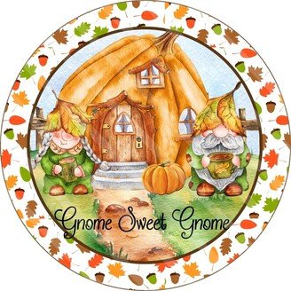 Gnome Sweet Sign - Fall Autumn Wreath Metal
