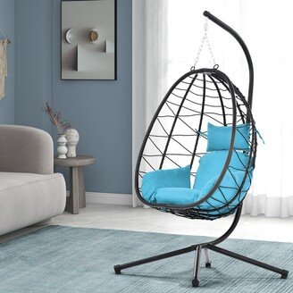 RASOO Indoor/Outdoor Egg Chair with Stand and Waterproof Cushion