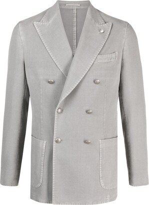 Peak-Lapel Double-Breasted Blazer-AH