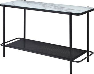 Avalan Glass Top Contemporary Sofa Table Black Coating/White - miBasics