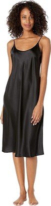 Silk Midi Night Gown (Black) Women's Pajama