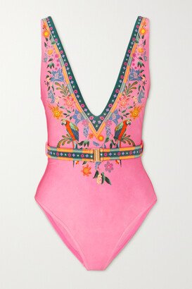 Ginger Belted Printed Swimsuit - Pink