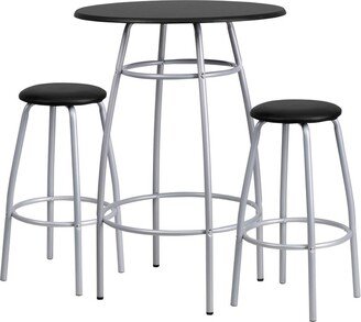 Emma+oliver Bar Height Table Set With Padded Stools