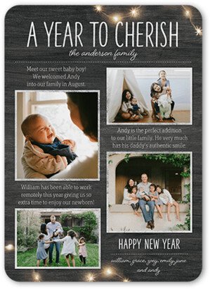 New Year's Cards: A Year To Cherish New Year's Card, Grey, 5X7, New Year, Standard Smooth Cardstock, Rounded