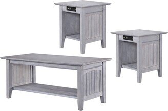 AFI Nantucket 3-piece Coffee Table Set with Charging Station