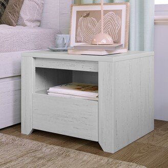 Simple Nightstand with Gray Wood Grain Sticker Surfaces and One Drawer