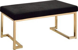 Acme Boice Rectangular Bench with Metal Tube in Black Fabric and Champagne