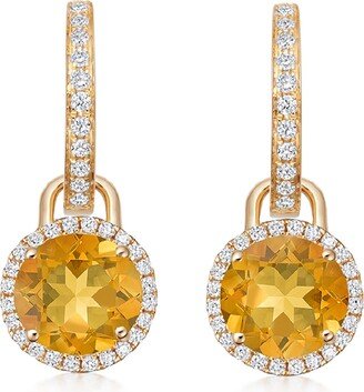 Grace 18k Yellow Gold Citrine Diamond Drop Earrings