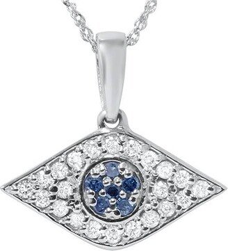 Pompeii3 1/4ct Blue & White Diamond Evil Eye Pendant 14K White Gold W/ 18 Chain & Box