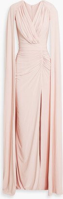 Cape-effect draped jersey gown