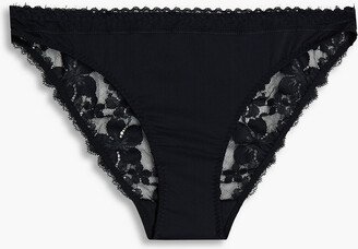 Lace and stretch-jersey mid-rise briefs