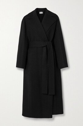 Essentials Malika Belted Wool-blend Felt Coat - Black