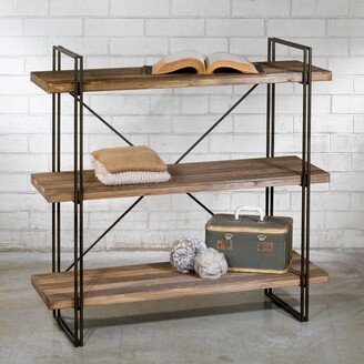 Brown Wood Metal Three Shelf Display Unit